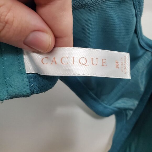 Cacique Lightly Lined Full Coverage Green Floral Print Underwire T-Shirt Bra 36F - Picture 4 of 8